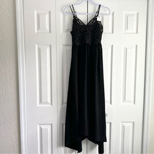 NWT Anthropologie Black Crochet Lace Bodice Maxi Dress Size Medium